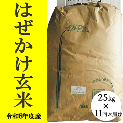 はぜかけ玄米25キロ 年間予約10月～来年8月（11回）毎月お届け