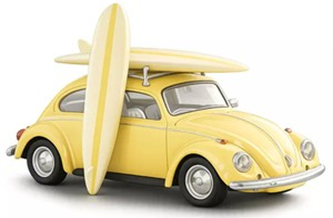 Norev 1/43 VW ビートル 1303 1973 パステルイエロー  (サーフボード付き)