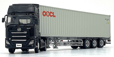 京商オリジナル 1/43 UDクオンGK日本トレクスコンテナセミトレーラー  (ブラック/OOCL コンテナ）