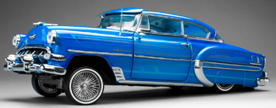 SUN STAR 1/18 シボレー・ベルエア ハードトップクーペ ローライダー 1954 可動式サスペンション付き ブルー