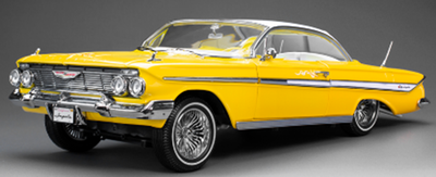 SUN STAR 1/18  シボレー インパラ ハードトップ ローライダー  1961 イエロー 可動式サスペンション搭載
