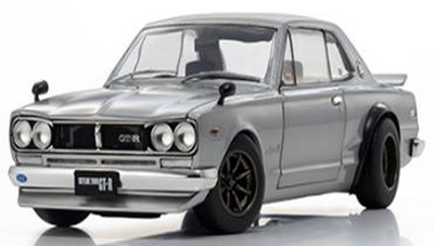 京商 1/18  日産 スカイライン 2000 GT-R (KPGC10) (シルバー)  （開閉機構付）