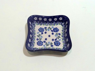 ポーリッシュポタリー　スクエア豆皿　11ｃｍ　電子レンジ/オーブン/食洗器