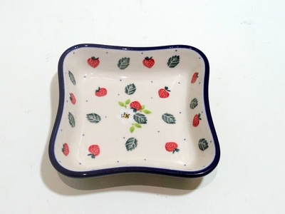 ポーリッシュポタリースクエア豆皿11ｃｍ　電子レンジ/オーブン/食洗器