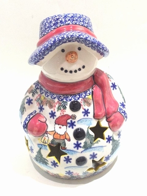ポーリッシュポタリー　　スノーマン　置き物　27ｃｍ