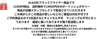 ブラックフライデー2025ALEGRE　限定店スタッフセレクト　11000円送料無料　税込み