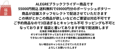 ブラックフライデー2025ALEGRE　限定店スタッフセレクト　55000円送料無料　税込み