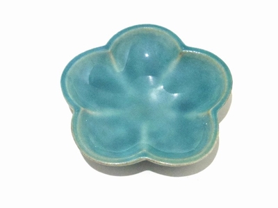 Awabi ware 花形豆皿　 ターコイズ　約　10.5ｃｍｘｘ高さ2ｃｍ　和食器