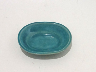 Awabi ware 楕円小皿　ターコイズ　 約　11ｃｍｘ9ｃｍ　ｘ高さ2.5ｃｍ 和食器　