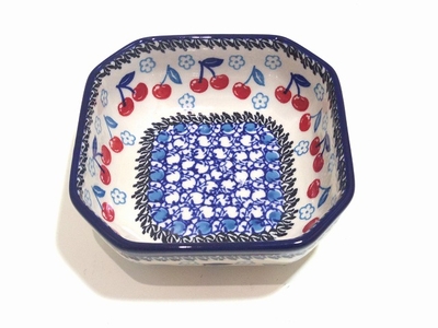 ポーリッシュポタリー　スクエアボウル　12.5ｃｍ/電子レンジ/オーブン/食洗器対応/ＡＬＥＧＲＥ