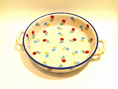 ポーリッシュポタリー　キャセロール持ちてあり31.5ｃｍ　電子レンジ/オーブン/食洗器対応