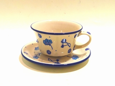 ポーリッシュポタリー　カップ＆ソーサー　160ｍｌ/電子レンジ/オーブン/食洗器対応/ＡＬＥＧＲＥ