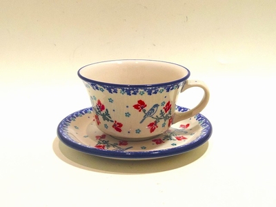 ポーリッシュポタリー　カップ＆ソーサー　160ｍｌ/電子レンジ/オーブン/食洗器対応/ＡＬＥＧＲＥ