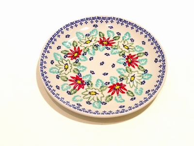 ポーリッシュポタリー　プレート　21.5ｃｍ/電子レンジ/オーブン/食洗器対応/ＡＬＥＧＲＥ