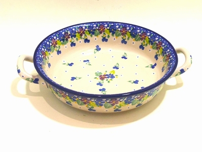 ポーリシュポタリー　持ちてありグラタン皿　25.5ｃｍ　電子レンジ/オーブン/食洗器対応