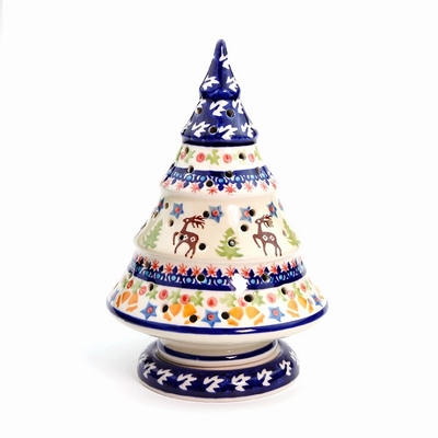 ポーリッシュポタリー　クリスマスツリー　22.5ｃｍ高さ/電子レンジ/オーブン/食洗器対応/ＡＬＥＧＲＥ