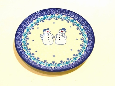 ポーリッシュポタリー　クリスマス柄15.5ｃｍプレート　/電子レンジ/オーブン/食洗器対応/ＡＬＥＧＲＥ