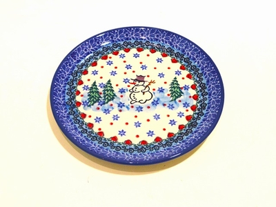 ポーリッシュポタリー　クリスマス柄　プレート　16ｃｍ/電子レンジ/オーブン/食洗器対応/ＡＬＥＧＲＥ
