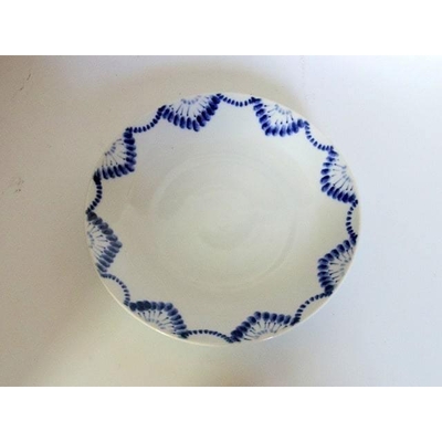新柄　九谷青窯　渕花半菊並べ　21ｃｍ　和食器