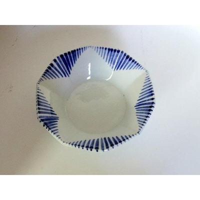 九谷青窯　白抜き渕木賊　十角鉢　　　和食器