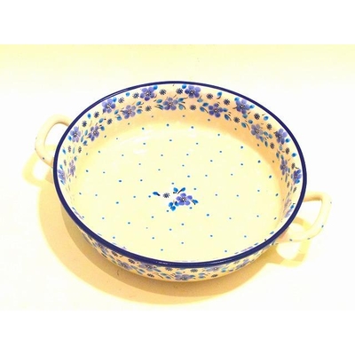 ポーリッシュポタリー　グラタン皿/オーブン皿持ちてあり28ｃｍ　電子レンジ/オーブン/食洗器対応