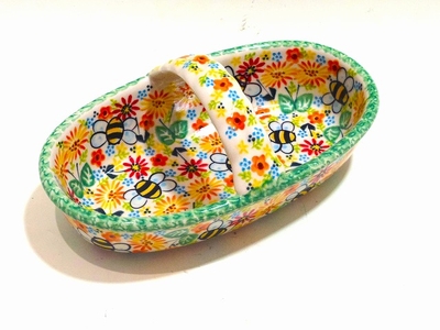 ポーリッシュポタリー　バケット　中鉢　22ｃｍ/電子レンジ/オーブン/食洗器対応/ＡＬＥＧＲＥ