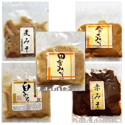 白味噌・田舎味噌・赤味噌・合わせみそ・麦みそ各100g 老舗川善味噌 