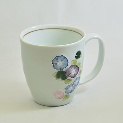 有田焼　手描き　花ピンク　マグカップ