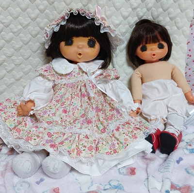 ドール服             花柄エプロンドレス ヘッドドレス             ジェジェちゃんサイズ