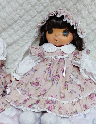ドール服    紫花柄エプロンドレス