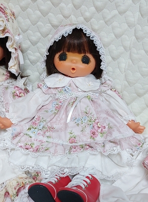 ドール服  ピンク花柄エプロンドレス 小さいジェジェちゃん用