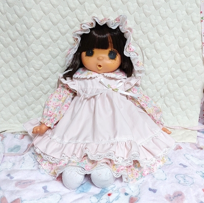 ドール服 ピンクエプロン花柄ドレス  ４７センチジェジェちゃんサイズ
