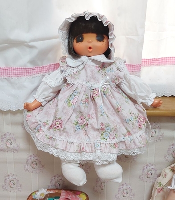 ドール服 ピンク花柄エプロンドレス 大きいジェジェちゃんサイズ