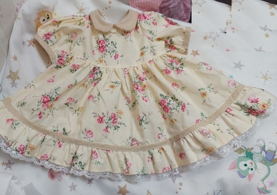 ドール服 クリーム花柄ワンピース 55