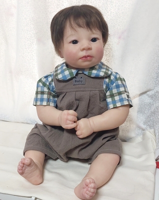 ドール服   チェックハンドでと茶ロンパース 50