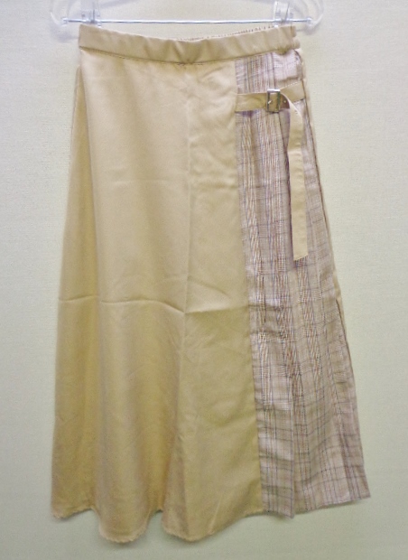 Cecil Mcbee セシルマクビー ブロッキングスカート 無地 チェック柄 ベージュ F ハッピーランド市場