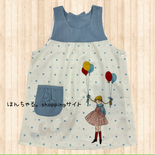 くらはしれいイラストシリーズ風船エプロンサックス×ナチュラル