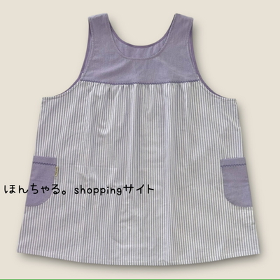 mas-masストライプエプロンラベンダーカラー【4L-5L】(配送料込み)