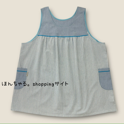 mas-masストライプエプロンアクアブルーカラー【4L-5L】(配送料込み)