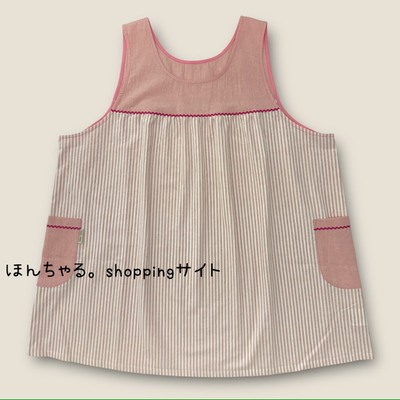 mas-masストライプエプロンいちごミルクカラー【4L-5L】(配送料込み)