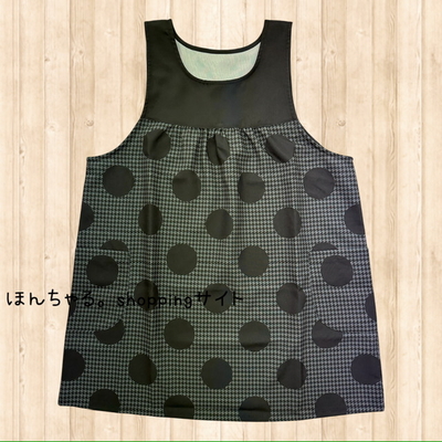 千鳥格子&times;ドットプリントエプロンブラック【64】