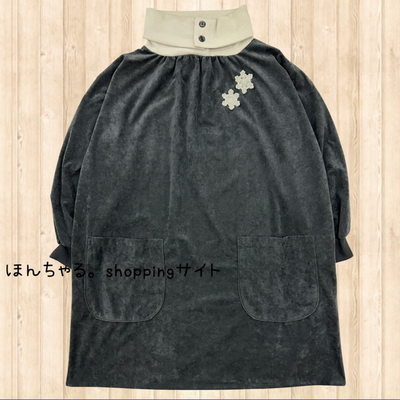 襟リブ2WAY雪モチーフチュニックチャコールブラック【56】