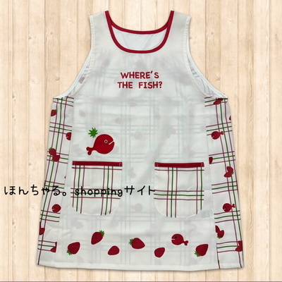 きんぎょがにげたイチゴエプロンナチュラル&times;レッド【21】