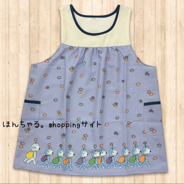 11ぴきのねこフラワーエプロンパープル【2L-3L】 | ほんちゃる。
