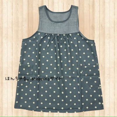 サマーツイード切替エプロンブルーグレー【51】