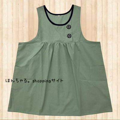 アップリケアクセントエプロンスモーキーミント【4L-5L】《プチプライス》【48】