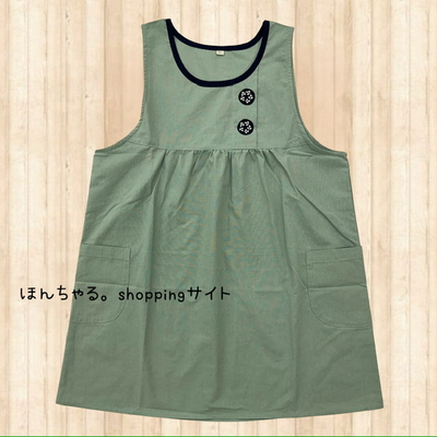 アップリケアクセントエプロンスモーキーミント【M-L】《プチプライス》【46】