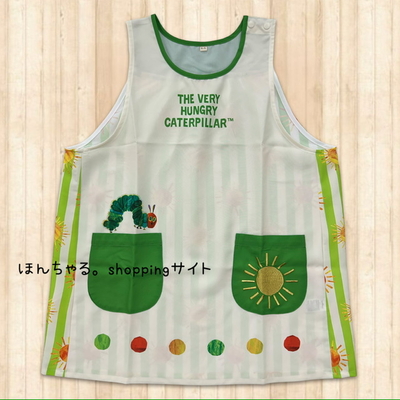 はらぺこあおむしサンシャインエプロンナチュラル&times;グリーン【2L-3L】【16】