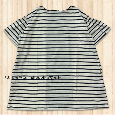 天竺ボーダーニットチュニックホワイト&times;ネイビー【47】