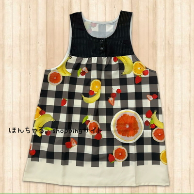 フルーツの断面エプロンブラック&times;ナチュラル【39】